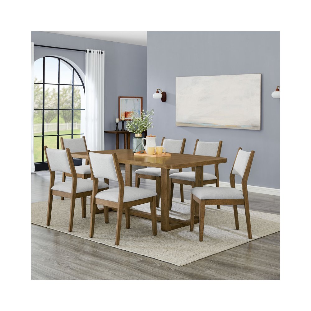 Darla 7Pc 72" Rectangular Walnut Oak Finish Sled Dining Set