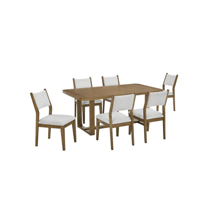 Darla 7Pc 72" Rectangular Walnut Oak Finish Sled Dining Set