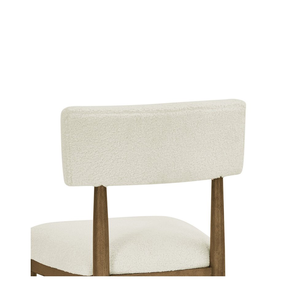 Darla Set of 2 Walnut Oak Dining Side Chairs with Beige Sherpa Fabric