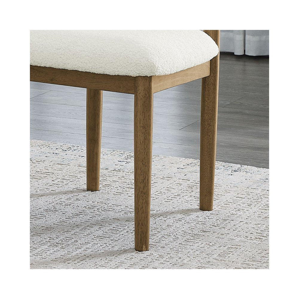 Darla Set of 2 Walnut Oak Dining Side Chairs with Beige Sherpa Fabric