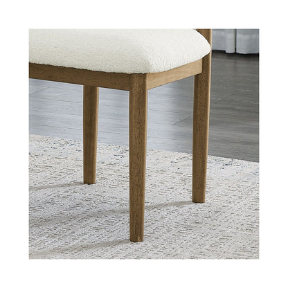 Darla Set of 2 Walnut Oak Dining Side Chairs with Beige Sherpa Fabric