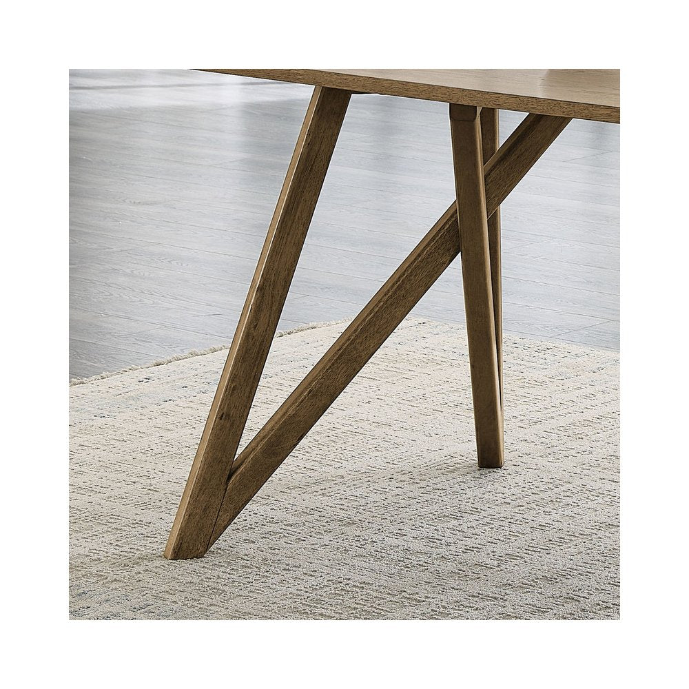Darla 70"W Rectangular Walnut Oak Geometric Cross Base Dining Table