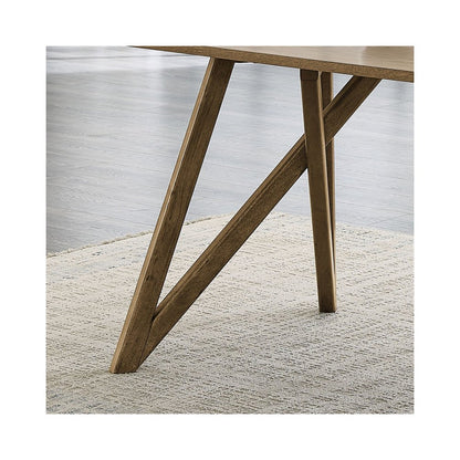 Darla 70"W Rectangular Walnut Oak Geometric Cross Base Dining Table