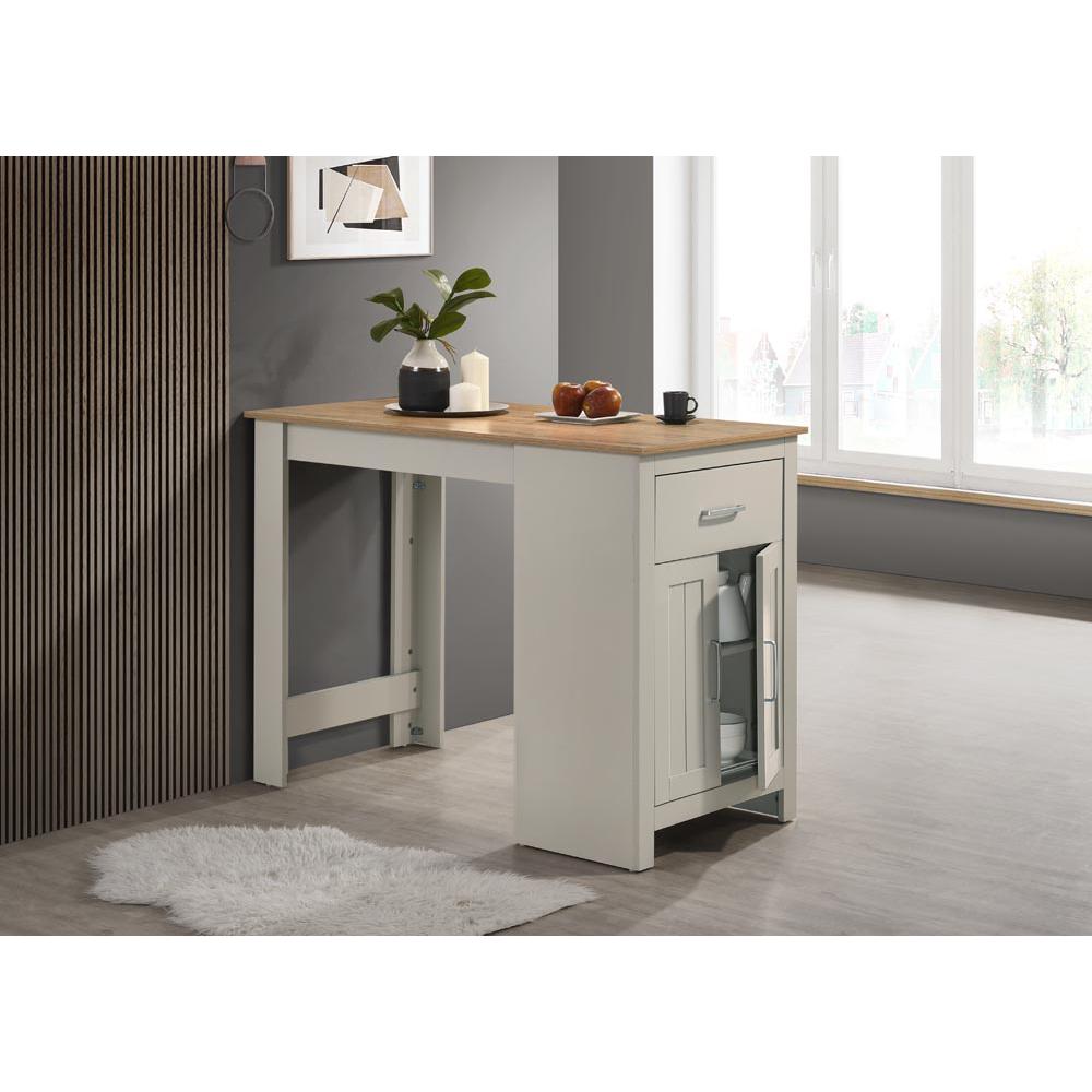 Alonzo Light Gray Small Space Counter Height Dining Table with Cabinet and Drawer Storage