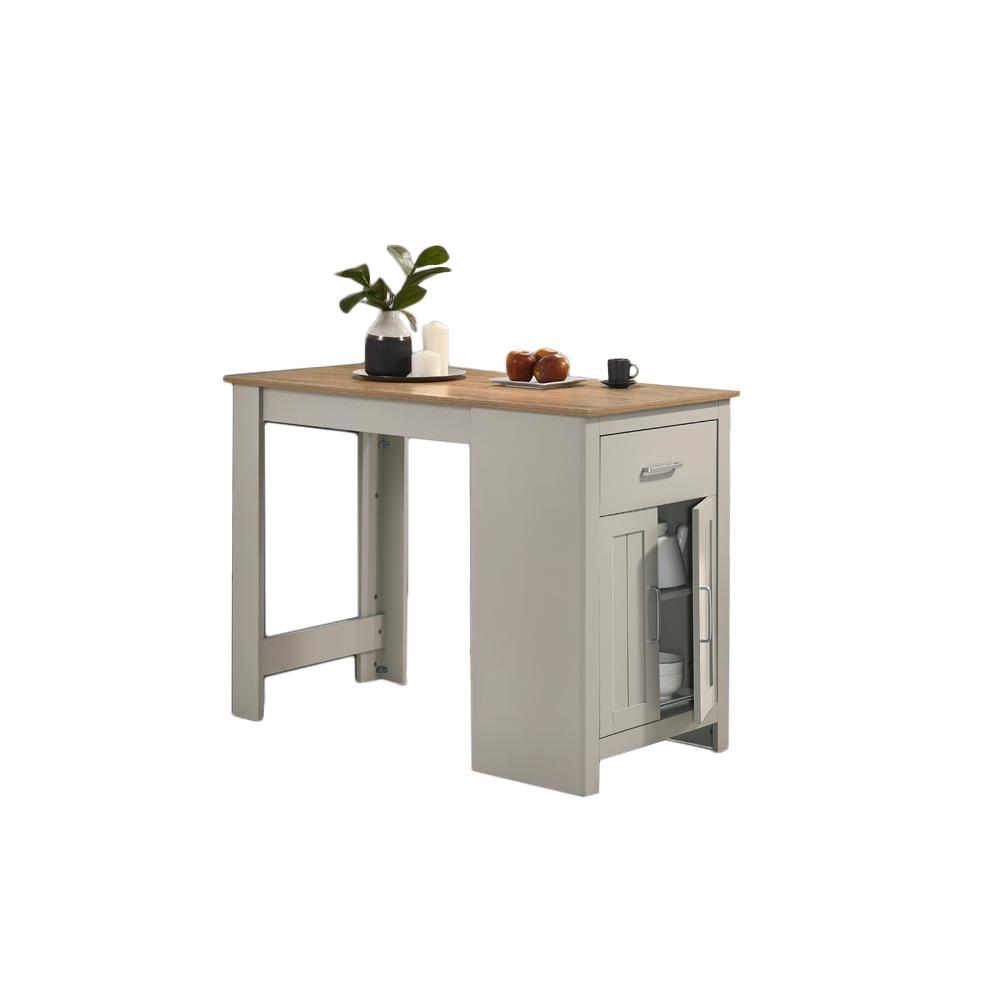 Alonzo Light Gray Small Space Counter Height Dining Table with Cabinet and Drawer Storage