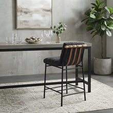 Boucle Fabric Upholstered Counter Stool with Wood-Finish Bar, Dark Gray