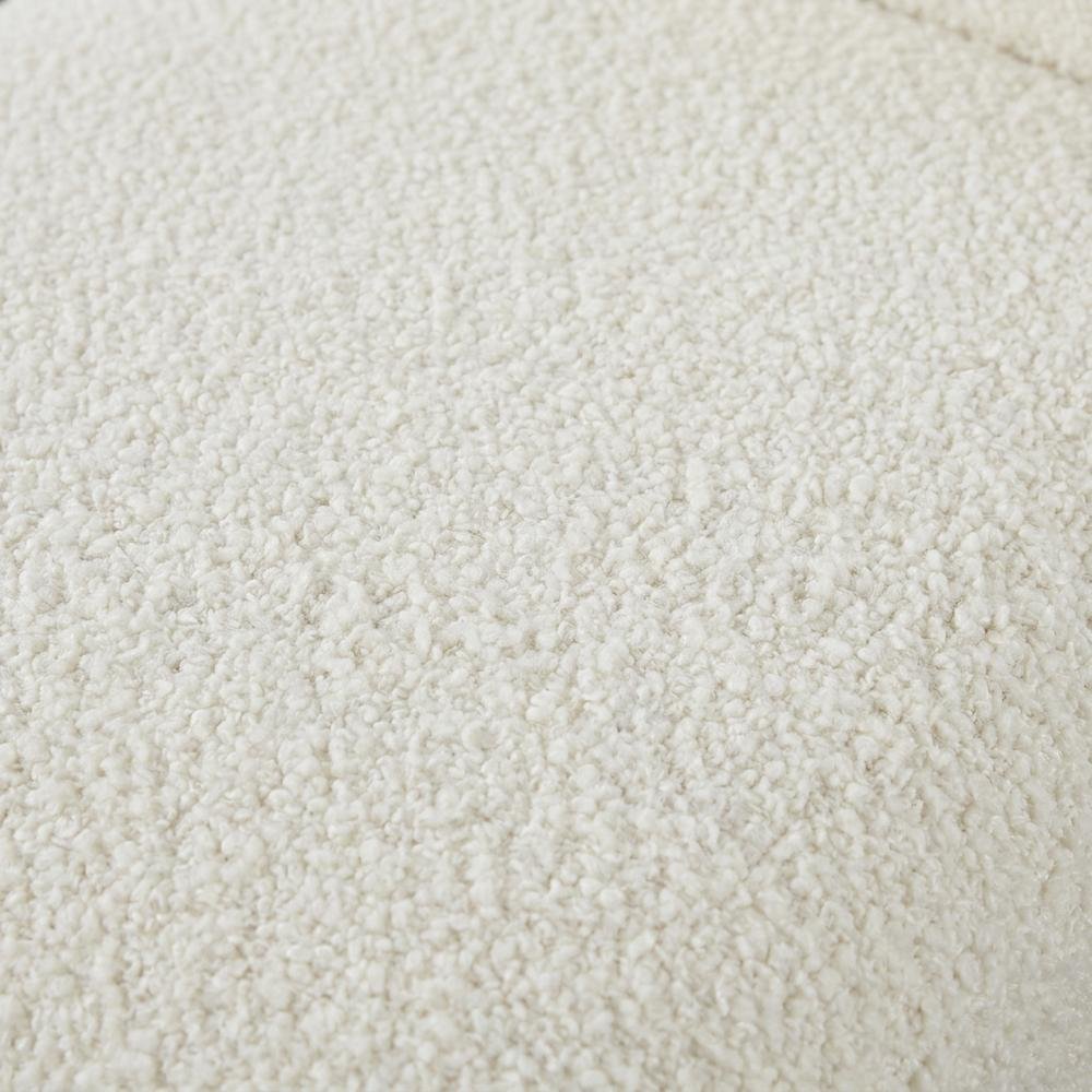 Boucle Upholstered Counter Stool with PU Leather Strap Detail