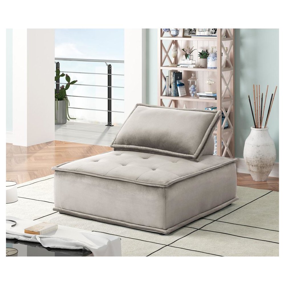Anna Light Gray Velvet 3 Pc Sectional Sofa Ottoman