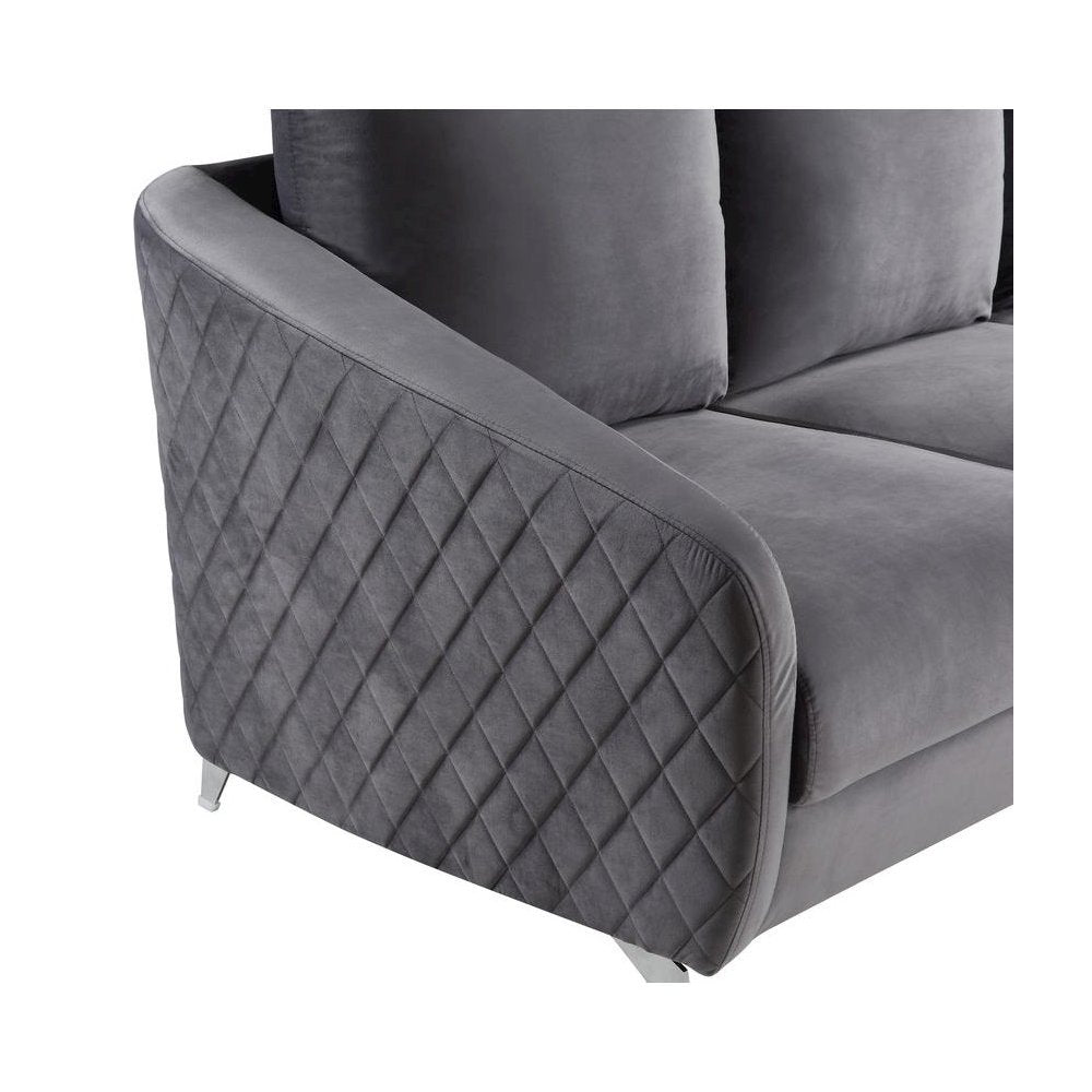 Sofia Gray Velvet Modern Chic Accent Armchair