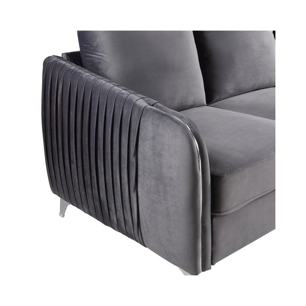 Hathaway Gray Velvet Modern Chic Accent Armchair