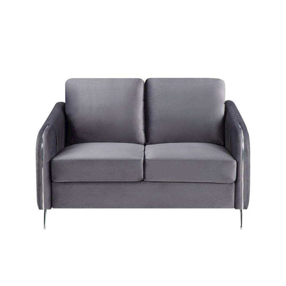 Hathaway Gray Velvet Modern Chic Loveseat Couch