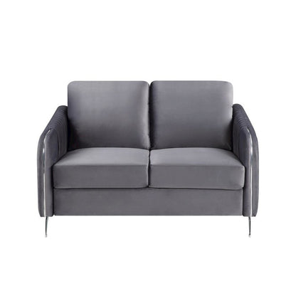 Hathaway Gray Velvet Modern Chic Loveseat Couch