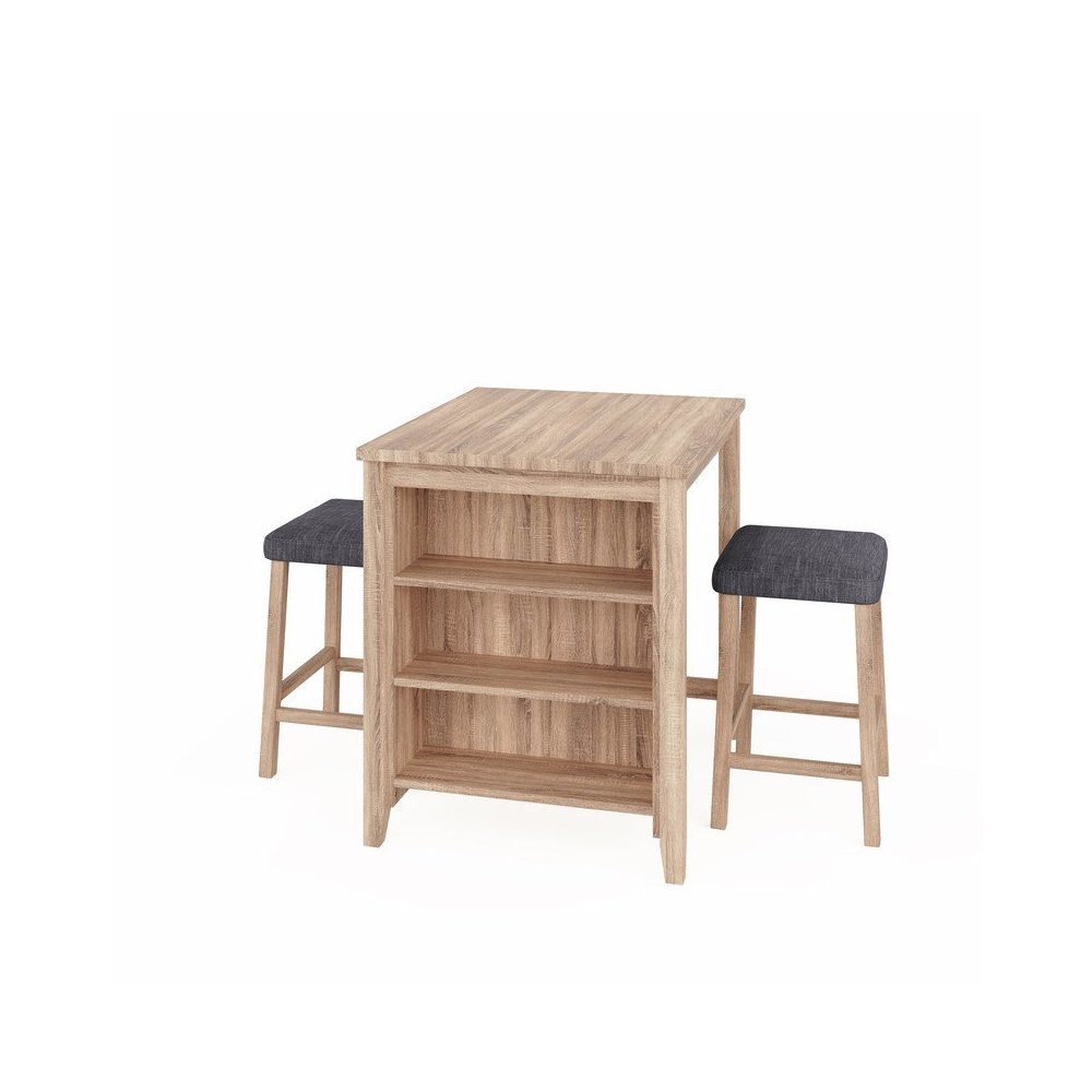 Dawson 36"W Oak Finish 3-PC Counter Height Table Set