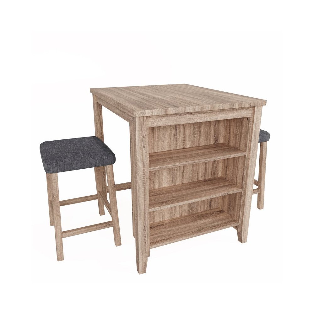 Dawson 36"W Oak Finish 3-PC Counter Height Table Set