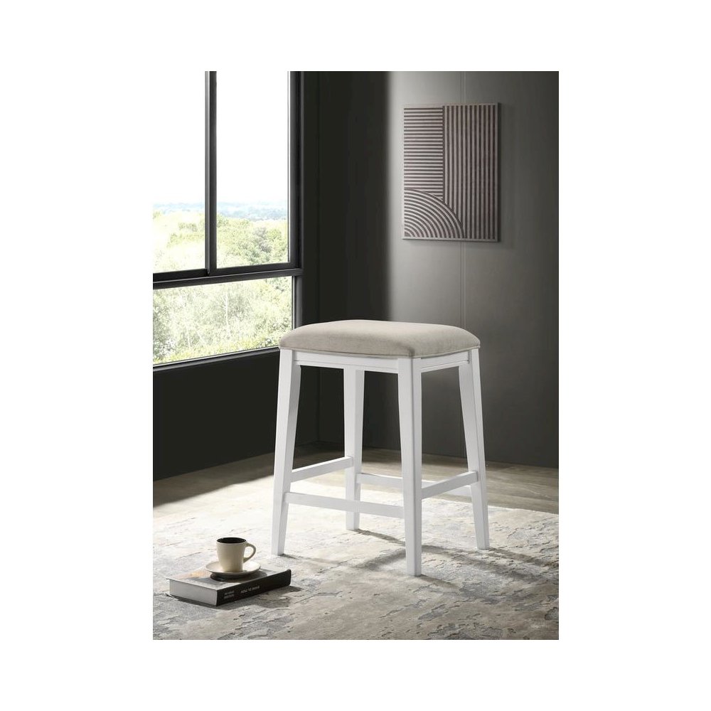 Sasha White Counter Height Stool with Upholstered Seat