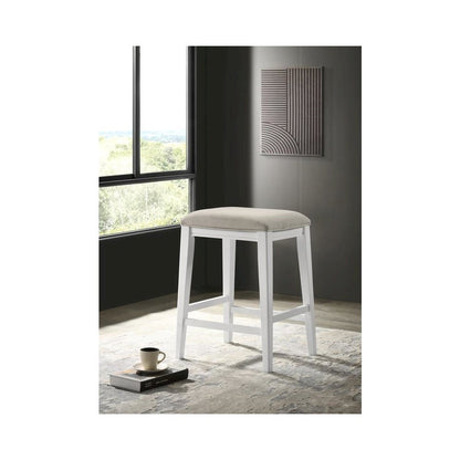 Sasha White Counter Height Stool with Upholstered Seat