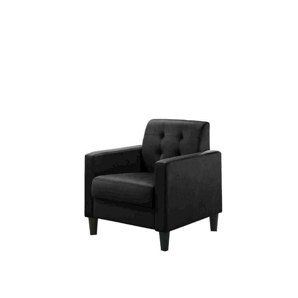 Accent Armchair, Black Velvet, Tufted Back
