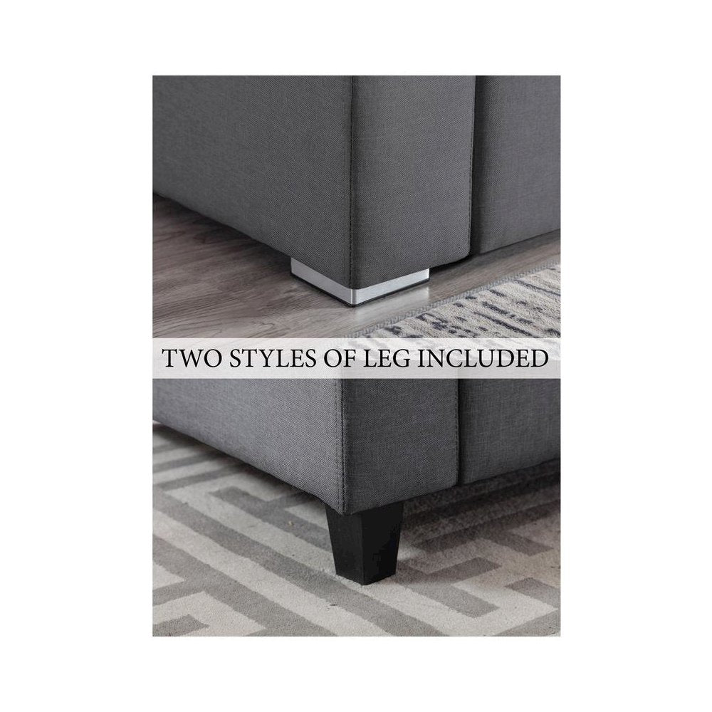 Nolan Gray Linen Fabric 6Pc Double Chaise Sectional Sofa with Interchangeable Legs, Storage Ottoman, and Pillows
