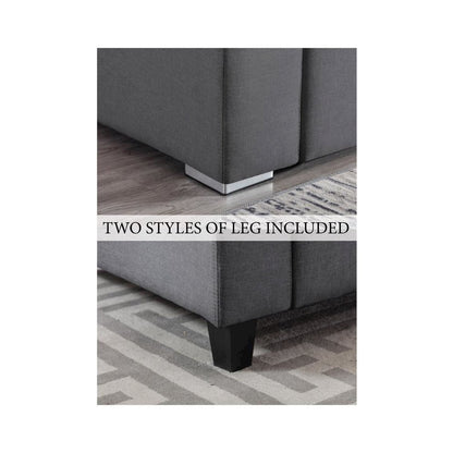 Nolan Gray Linen Fabric 6Pc Double Chaise Sectional Sofa with Interchangeable Legs, Storage Ottoman, and Pillows