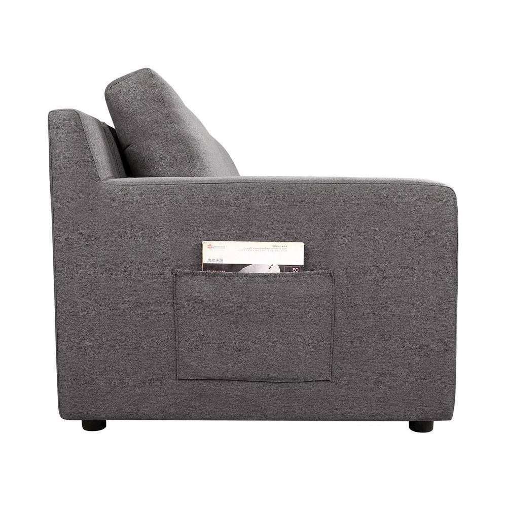 7-Seater U-Shape Sectional Sofa, Gray Linen, Modular, Pocket