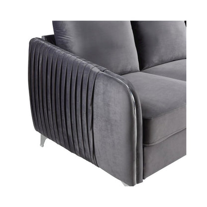 Hathaway Gray Velvet Modern Chic Loveseat Couch