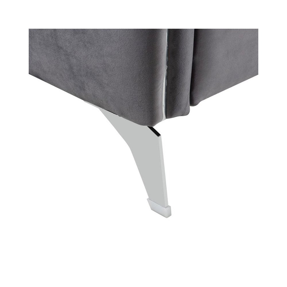 Hathaway Gray Velvet Modern Chic Loveseat Couch
