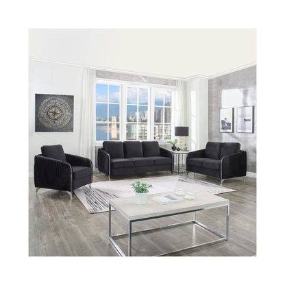 Hathaway Black Velvet Modern Chic Sofa Couch
