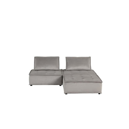 Anna Light Gray Velvet 3 Pc Sectional Sofa Ottoman