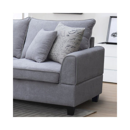 99.5"W Light Gray Fabric Sectional Sofa with Left-Facing Chaise Storage Ottoman