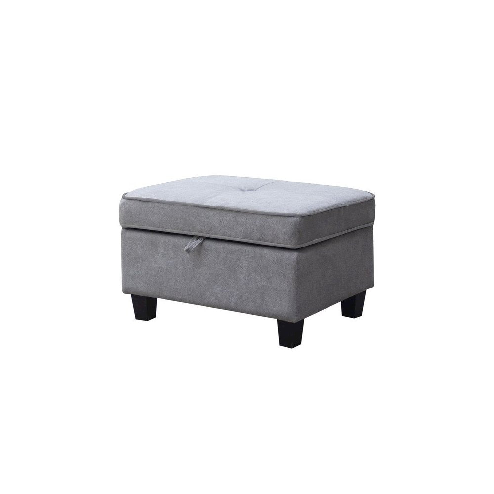 99.5"W Light Gray Fabric Sectional Sofa with Left-Facing Chaise Storage Ottoman
