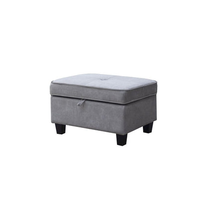 99.5"W Light Gray Fabric Sectional Sofa with Left-Facing Chaise Storage Ottoman