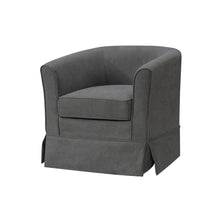 Tucker Gray Woven Fabric Swivel Barrel Chair