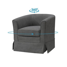 Tucker Gray Woven Fabric Swivel Barrel Chair