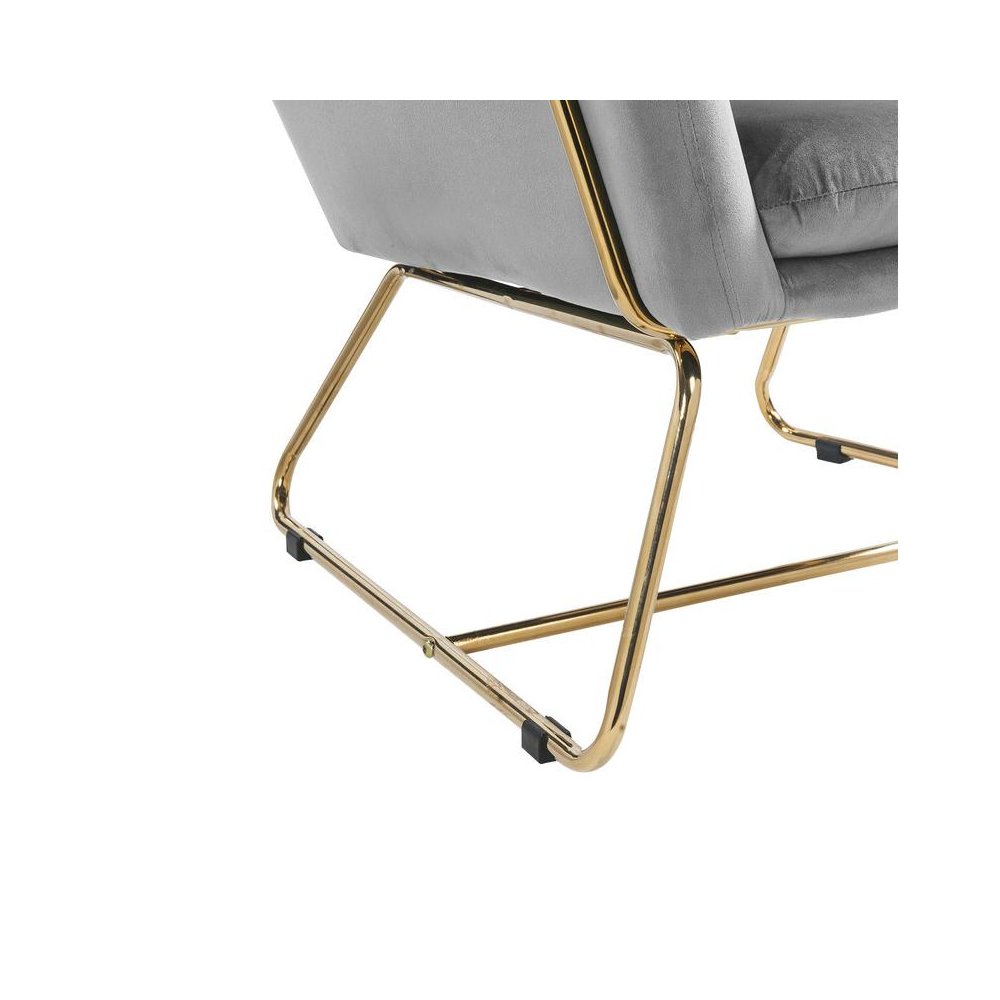 Keira Gray Velvet Accent Chair with Metal Base