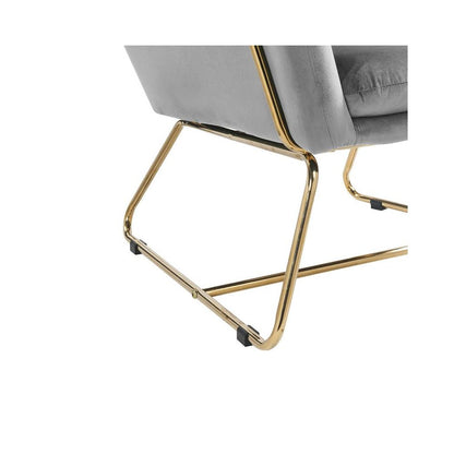 Keira Gray Velvet Accent Chair with Metal Base