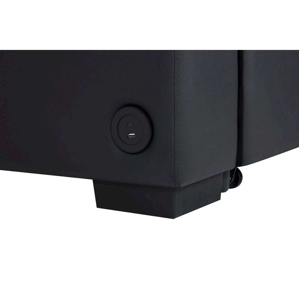 84.5"W Black PVC Fabric Sleeper Sectional