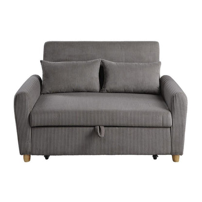 Justine 54"W Brown Corduroy Convertible Sleeper Loveseat