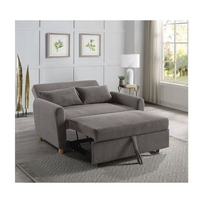 Justine 54"W Brown Corduroy Convertible Sleeper Loveseat