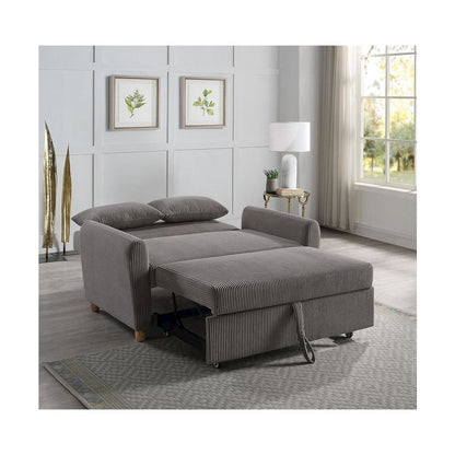 Justine 54"W Brown Corduroy Convertible Sleeper Loveseat