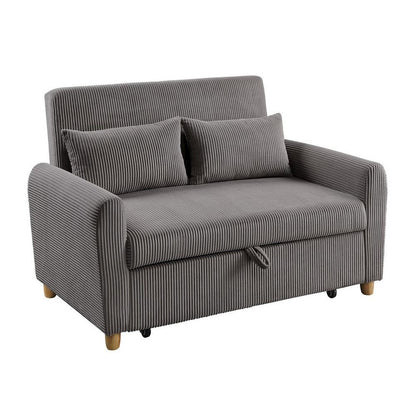 Justine 54"W Brown Corduroy Convertible Sleeper Loveseat