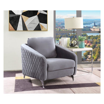 Sofia Gray Velvet Modern Chic Accent Armchair