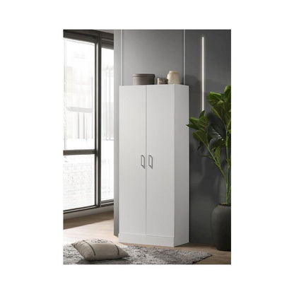 Alara White 60" Height Simplistic Modern Double Door Storage Cabinet