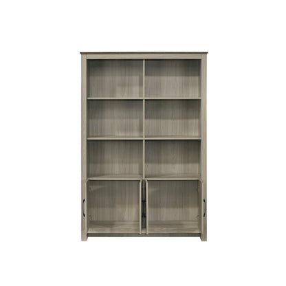 Nyla 47"W Gray Oak Bookcase Shelf with Cabinet Doors