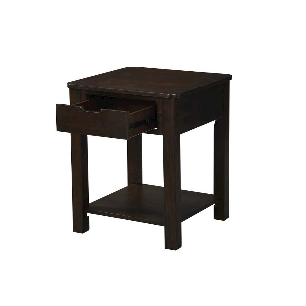 Flora Dark Brown MDF End Table with Drawer