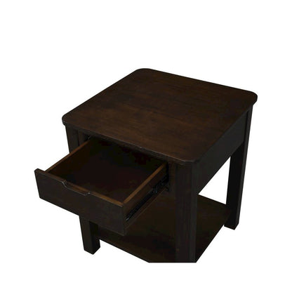 Flora Dark Brown MDF End Table with Drawer