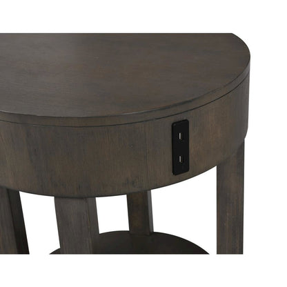 Jonah Light Brown MDF End Table with USB Ports