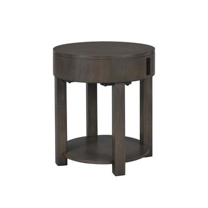 Jonah Light Brown MDF End Table with USB Ports
