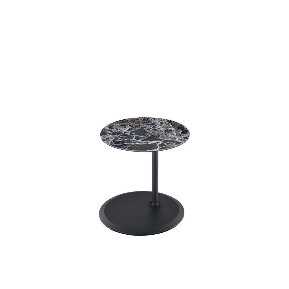 Orbit End Table with Height Adjustable Black Marble Textured Top