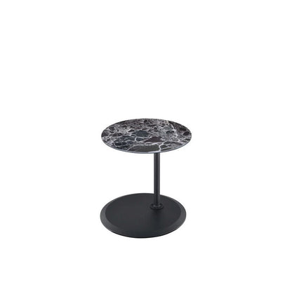 Orbit End Table with Height Adjustable Black Marble Textured Top