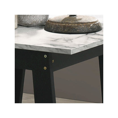 Kenzo Black End Table with Marble Top Finish